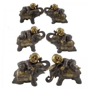 Erretxinako arteak eta eskulanak Haurtxo-Buda Elefantearen gainean etzanda, 3 neurriak