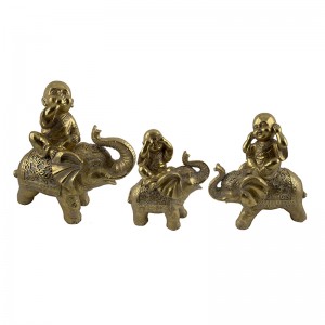 Artes e ofícios em resina Bebê-Buda brincando com Elefante