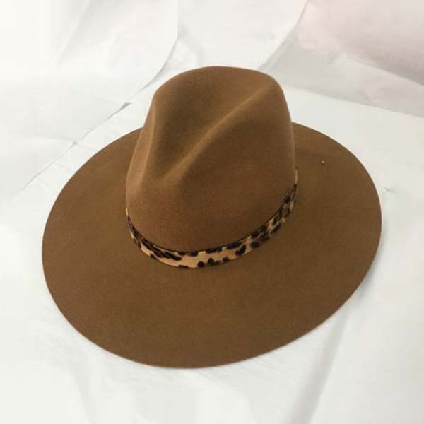 Vintage Wide Brim Flat Brim Raw Edge Stiff Crown Lady Hat
