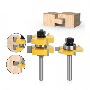 Professional 2PCS 8mm Shank Tongue Groove Joint Router Bit Set Milling Cutter for Wood Woodworking