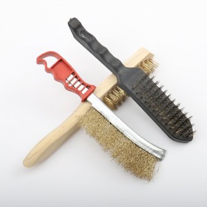 9-11inch High Quality 3.5cm length New Wheel Cleaning Brush Stainless Steel Wire Brush With Wooden Handle