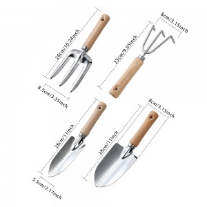 Stainless Steel 4pcs Garden Tools Set with Wood Handle