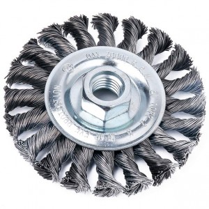 4 inch Alloy Steel Wire Wheel Brush for Angle Grinders with 5 / 8 in 11 NC Threaded