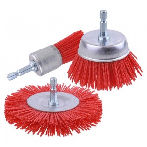 3 Piece Nylon Filament Abrasive Wire Brush Wheel & Cup Brush Set with 1/4 Inch Shank for Removal of Rust