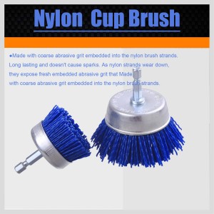 7 Pack Abrasive Filament Nylon Wire Bristle Drill Wheel and Cup Brush Set – 1/4″ Hex Drill Shank – Remove Rust, Paint,Corrosion