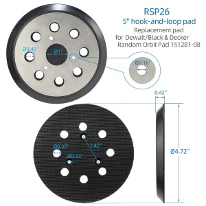 4.5 Inch 8 Hole Hook and Loop Orbital Sander Replacement Pad Backing Pad