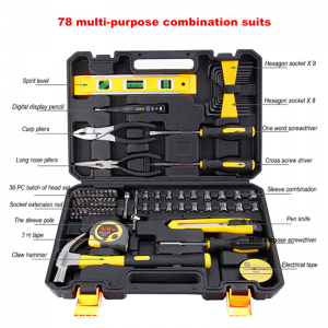 78PCS Hand Tool Set in yellow color  in blow case