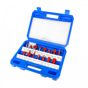 15PCS Tungsten Carbide Wood Router Bit Set with Blue Case for Woodworking