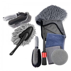Grey 18 Pcs Car Cleaning Tools Kit with Car Detailing Brush Set