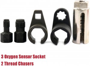 5PC 1/2″ 22mm Oxygen Sensor Socket Removal Thread Chasers Set