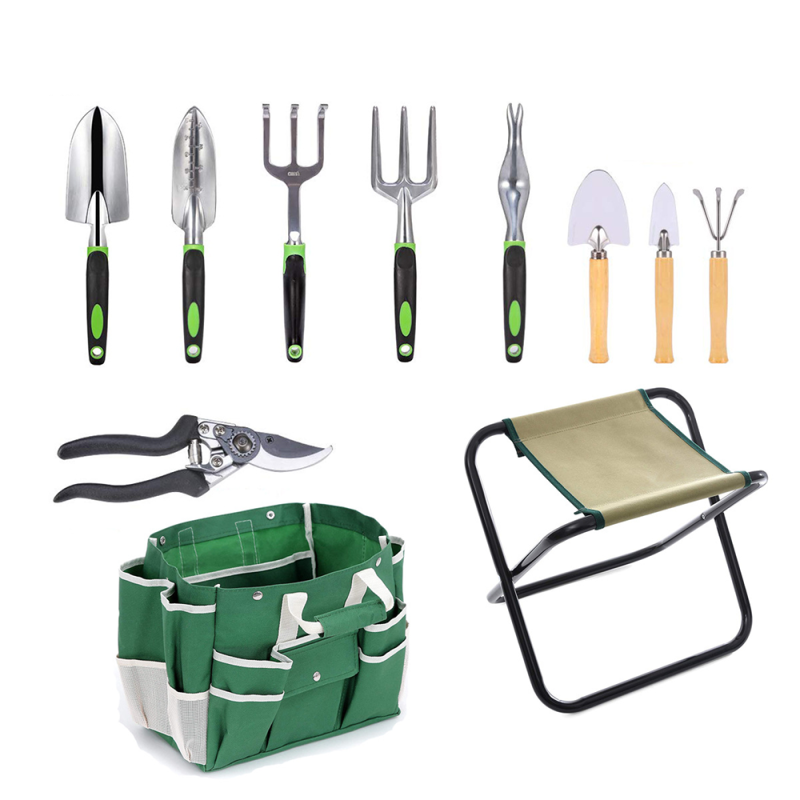 Cheap PriceList for Garden Trowel And Fork - 11PCS Aluminum Garden Tools with Cloth Bag and Kneeler Bench – MACHINERY TOOLS