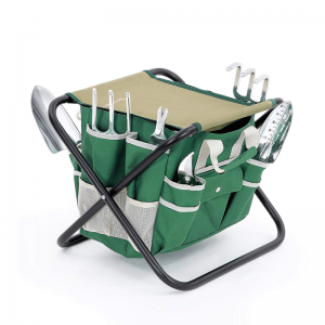 11PCS Aluminum Garden Tools with Cloth Bag and Kneeler Bench