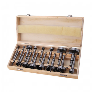 16PCS Round Shank Wood Forstner Drill Bit Set with Wood Case for Woodworking