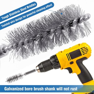 Tube wire Cleaning Brush Set 1/4inch hex shank Stainless Steel wire brush