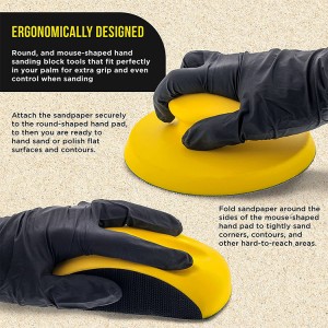 [Copy] 5inch 6inch yellow PU abrasive hand used sanding block with hook and loop
