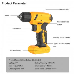 SC-HCR34 USB Rechargeable 8V Electric Drill Multi-functional Cordless Screwdriver Drill Set