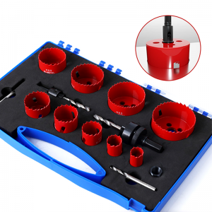 14PCS High Speed Steel Bi-metal Hole Saw Set with Plastic Case for Woodworking Metalworking