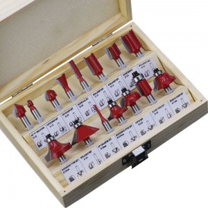 Durable 12PCS 12mm Shank Woodwork Router Bit Set with Wood Case for Woodworking