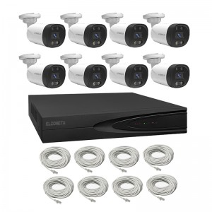 NVR CCTV System 8pcs 4MP Outdoor Security Cameras With 8 Channels PoE NVR APP Alarm Full Metal EB-NP8C416-LA