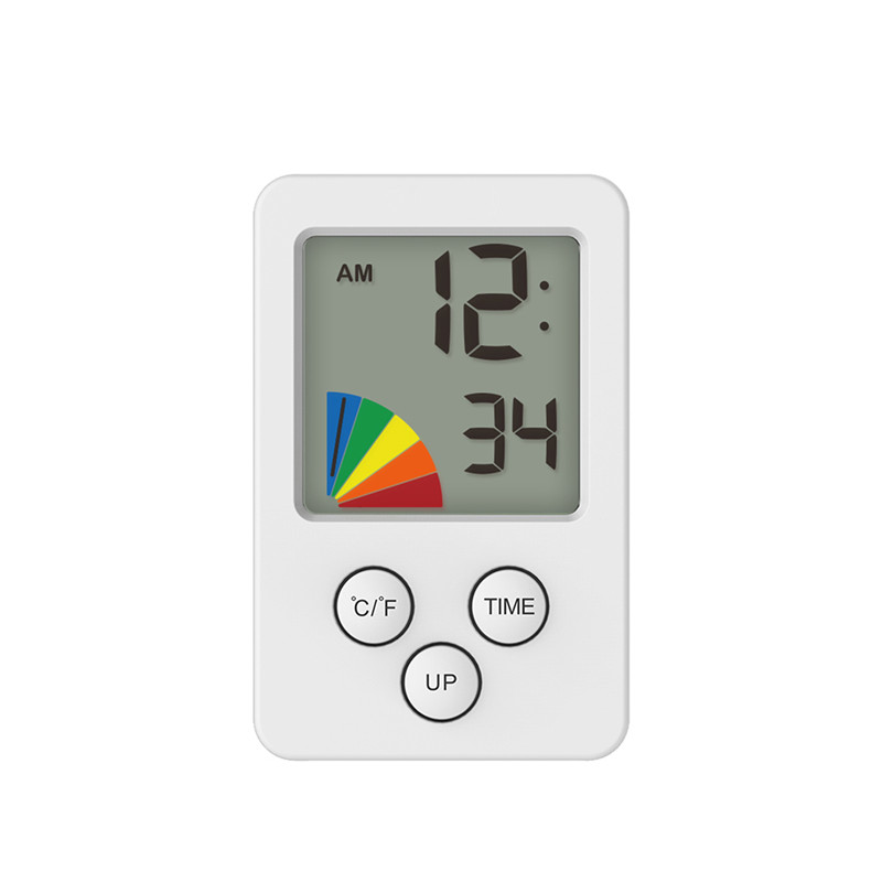 Portable Digital Thermo Hygrometer Clock In Color Indicator