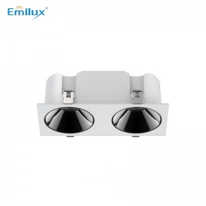 ES5010 2*6W dimmable square twin heads recessed led spot light with cutsize 120*55mm Ra95 For Hotel