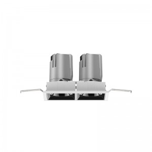 ES4032 2*24W twin heads adjustable square rimless recessed led lighting Pro hotel spotlight wall washer with cutout 185*93mm