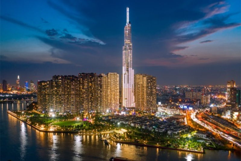 Il grattacielo più alto del sud-est asiatico illuminato da Osram