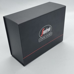Луксузна црна кутија за подароци со мат ламинација за пакувањето на пакувањата за кафе