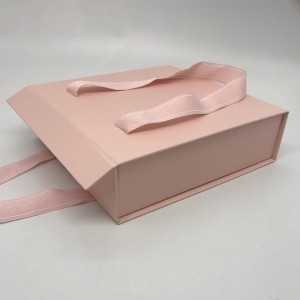 Caixa de embalagem de sapatos de papelão dobrável popular com alça de fita