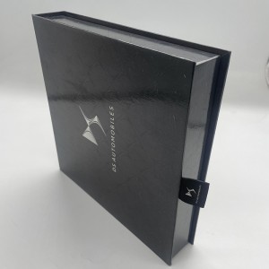 Custom book-shape paper rigid gift box with ribbon tab