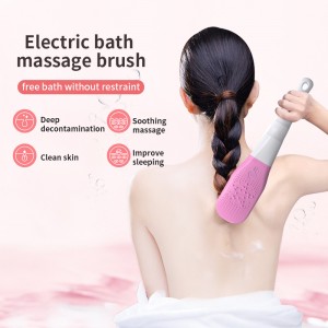 Waterproof Vibration Electric Silicone Shower Brush with Long Handle