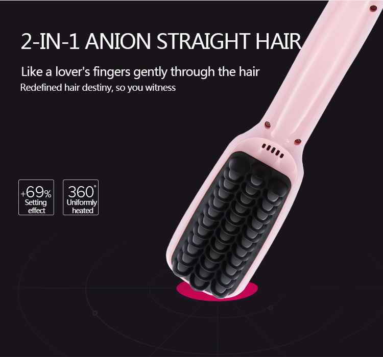 OEM/ODM Supplier In Hair Flat Iron Hair Straightener - Electric Ion Hair Straightener Comb 2 in 1 Hot Air Comb Multifunctional Hair Dryer  – Enimei