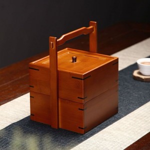 Solid wood box with handle
