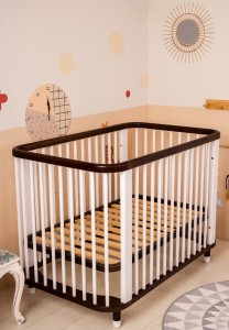 White&Brown Baby Crib,Baby Furniture,Wooden Bed