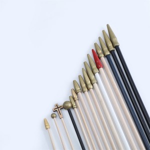 Wood flag sticks with gold spear tip