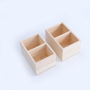 6″X4″X3-9/16″ Pine frame with a divider in the center of the box