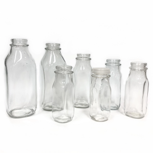 1000ml 1 liter french square glass milk bottles with tamper proof plastic lid