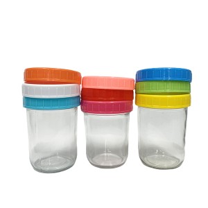 16oz 500ml wide mouth glass mason jar with colored plastic lid
