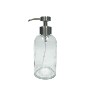 400ml glass hand soap bottle with stainless steel foaming pump dispenser and silicone sleeve