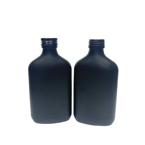 200ml matte black coated flask glass liquor bottle with aluminum lid