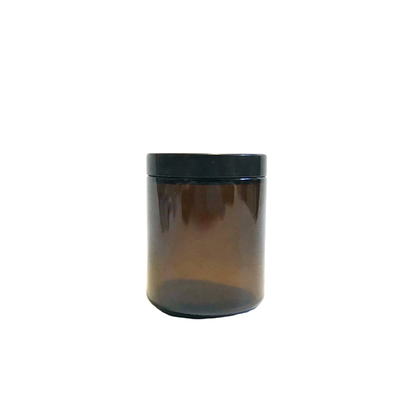 8oz 240ml straight sided glass candle jar with black plastic cap Featured Image
