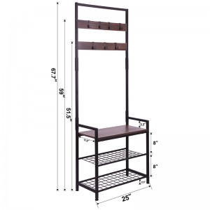 ERGODESIGN Hall Tree with Storage Bench for Entryway And Coat Rack With Shelf
