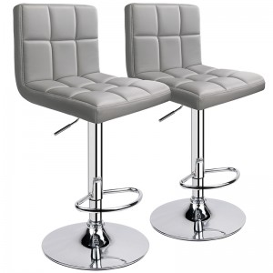 Modern Faux Leather Bar Stools with Adjustable Height and Light Grey Bar Stools