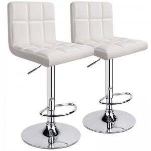 Modern PU Leather Swivel Bar Stools for Kitchen Island with Classic Back