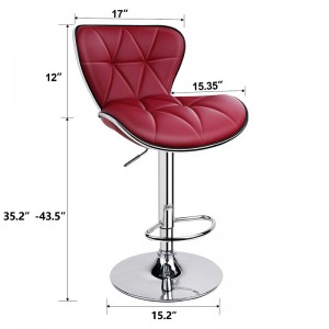 Adjustable Height Bar Stools with Shell Back Patented Design Wine Red Bar Stools Set of 2