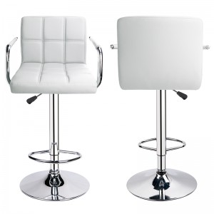 White Bar Stools with Arms and Adjustable Height Bar Stools