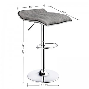 Backless Bar Stools with Adjustable Height and 360° Swivel Grey Bar Stools