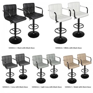 ERGODESIGN Swivel Bar Stools with Backs and Arms and Black Base Set of 2
