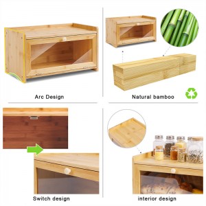 ERGODESIGN One-layer Bamboo Bread Box for Kitchen Counter