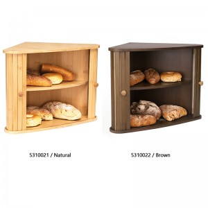ERGODESIGN Bamboo Corner Bread Box Double Layers with Sliding Pocket Doors